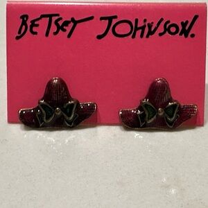 NWT Betsey Johnson Pink and Green Bow Earrings
